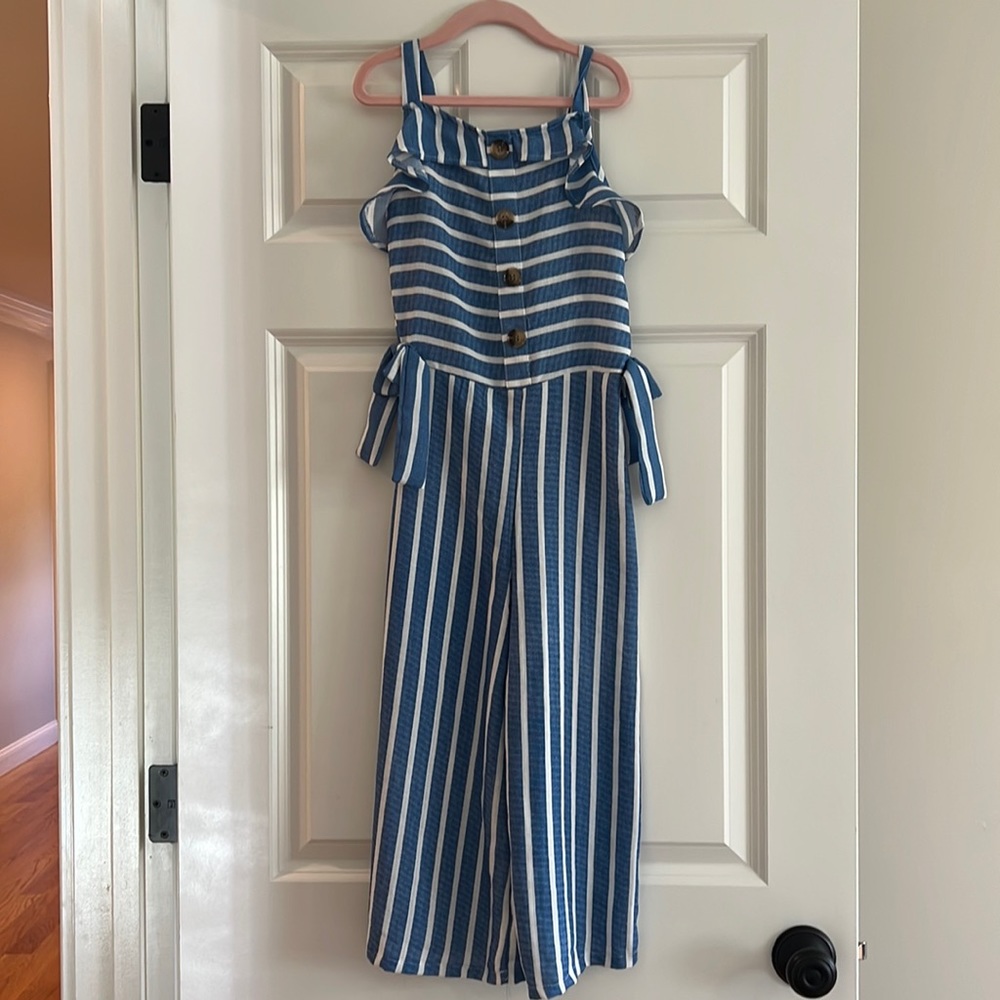 GIRLS size 7/8 stripe jumpsuit